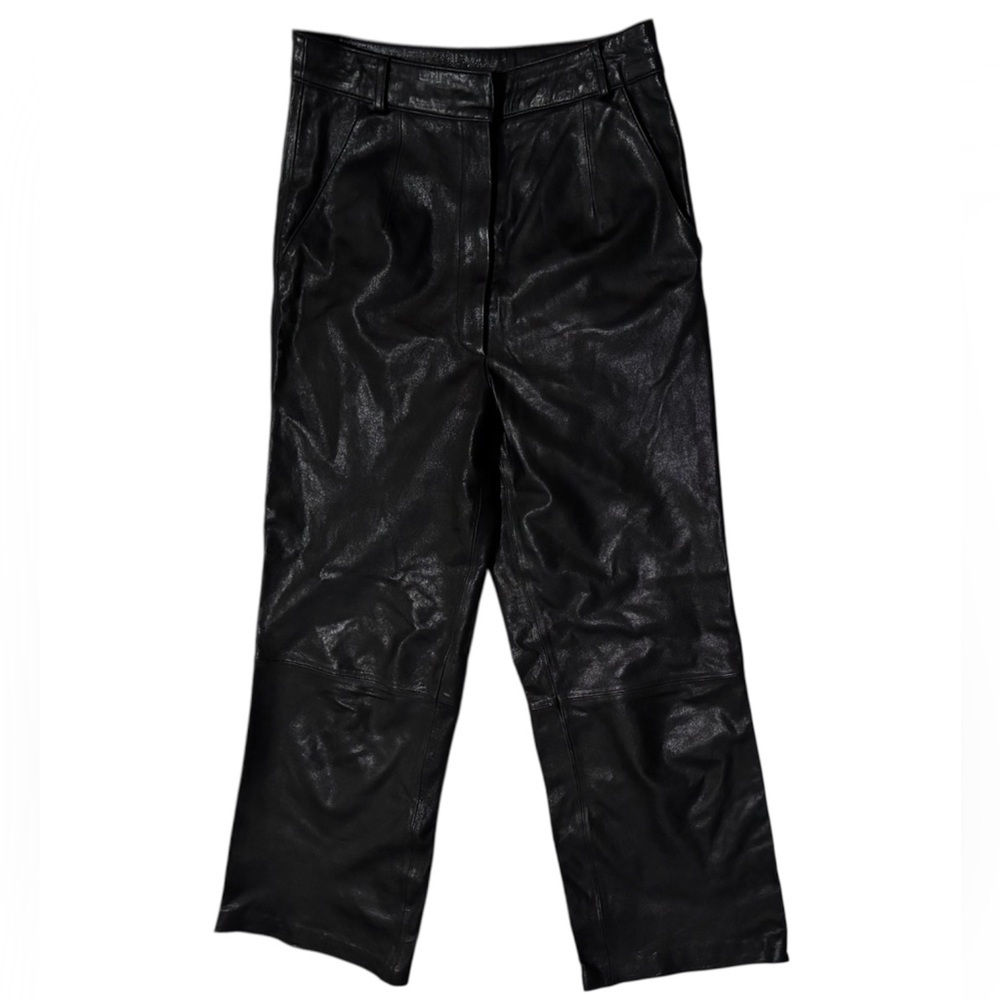 ENVELOPE 1976 Women’s Black Faux Leather Straight- Leg Pants - Picture 3 of 16